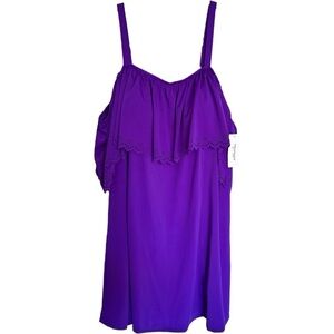 Swimsuits for All Plus Size 26 Chlorine Resistant Purple Tank Swimdress NEW